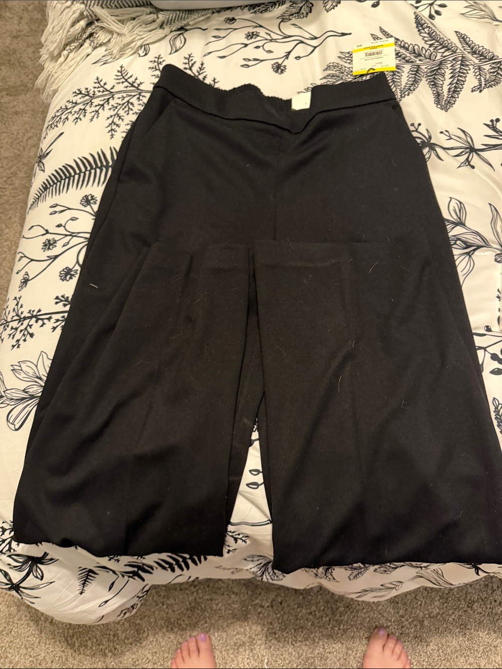 Anne Klein Black Elastic Waist Wide-Leg Pants NWT